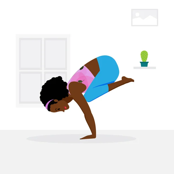 Woman Practicing Camel Asana Indoor International Yoga Day Vector — Vetor de Stock