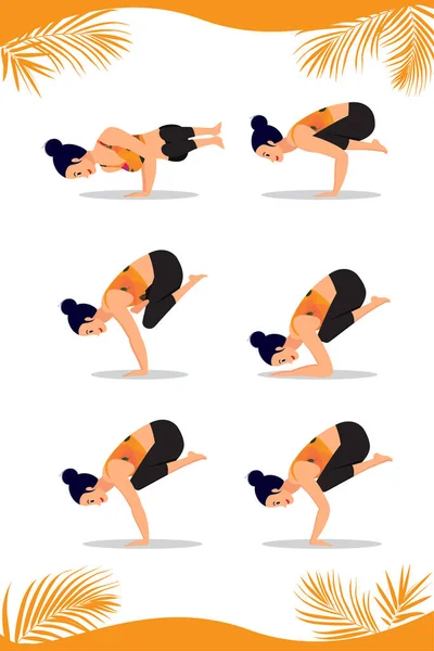 Girl Practicing Yoga Poses Illustration Vector — Stockvector