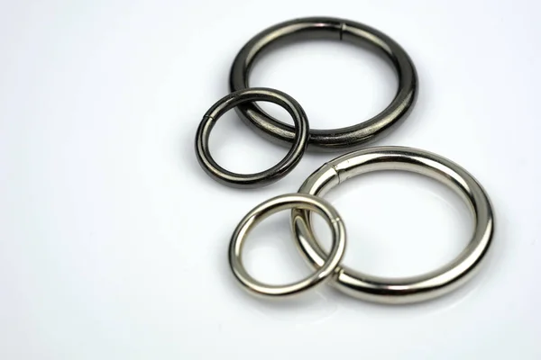 Metallic Black Gray Chrome Rings Making Bags Backpacks High Quality — Stock Photo, Image