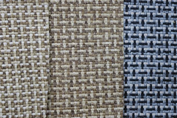 大きな織りトップビューと布張りの生地のセット 厚みのある生地感 太い繊維と大きなチェッカーボード織りで糸の粗い織り 布の背景を — ストック写真