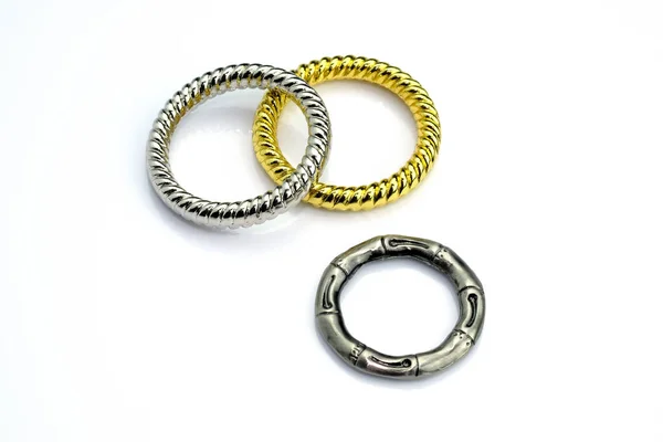 Decoratieve Ringen Verbinden Met Vlechten Metalen Ring Voor Kleding Een — Stockfoto