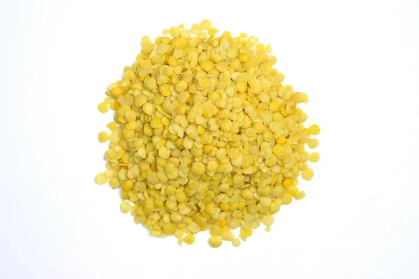 Lentilhas Amarelas Sobre Fundo Branco Grãos Lentilha Amarela Crua Vista — Fotografia de Stock