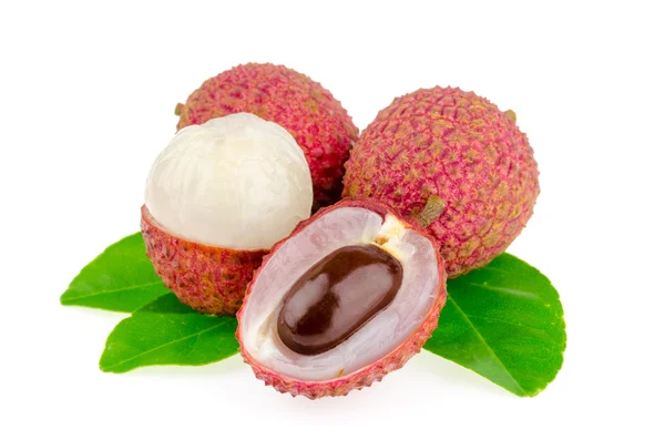 Fresh lychee with leaf — Stock Photo, Image