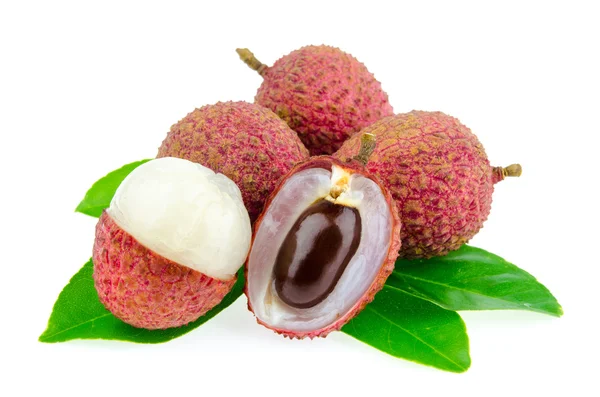 Litchi freschi con foglia — Foto Stock