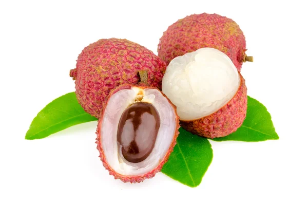 Litchi freschi con foglia — Foto Stock