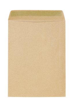 Kahverengi zarf beyaz arkaplanda izole