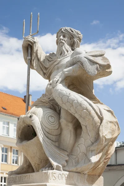 Польша, Силезия, Гливице, Рыночная площадь, фонтан Нептун — стоковое фото