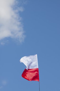 Polonya bayrağı mavi gökyüzü