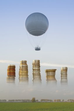 Gaz balon, kazık ve kırsal manzara