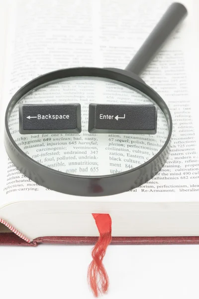 Digite e teclas de computador Backspace em uma lente Fotografia De Stock