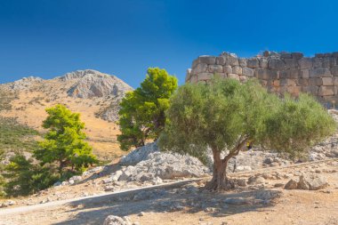 Yunanistan, Mycenae, Mykines, Citadel Arkeoloji Sitesi, Cyclopean Masonry yazın güneşli