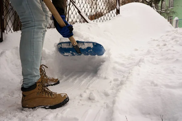 Clearing Road Car Snowfall — Foto Stock