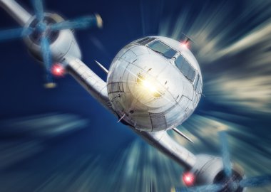 uçak gökyüzünde gürültüyle çarpmak