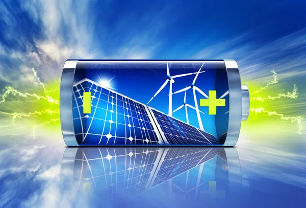 Groene energie batterij — Stockfoto