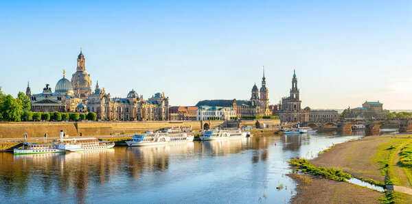 panoramic view at the old town of dresden, germany