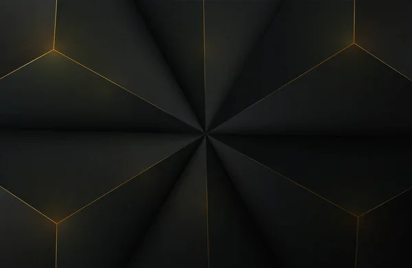 Luxus Schwarz Und Gold Abstrakten Geometrischen Hintergrund Geometrische Dimensionale Realistische — Stockvektor