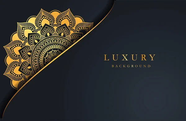 Karanlık yüzeyde altın sarısı İslami Arabesk süsü olan lüks bir arka plan. Düğün davetiyesi, kart, kapak için şablon