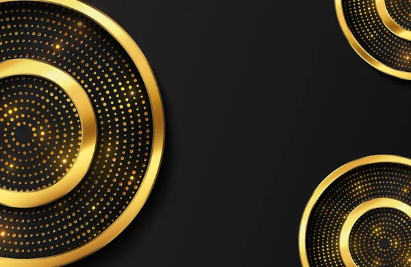 Abstrakter Luxus Hintergrund Mit Goldkreisform Und Goldenen Glitzerpartikeln — Stockvektor