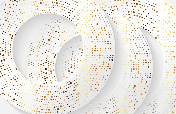 Modern White Paper Cut Background Realistic Circle Shape Textured Gold — Stock Vector