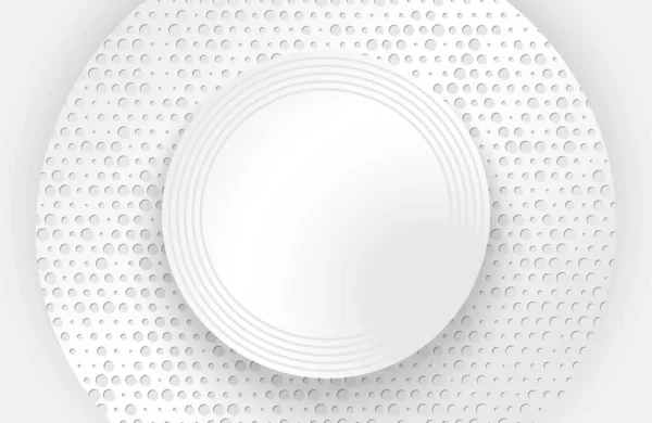 Moderne Minimale Schone Witte Papier Gesneden Achtergrond Met Realistische Cirkel — Stockvector