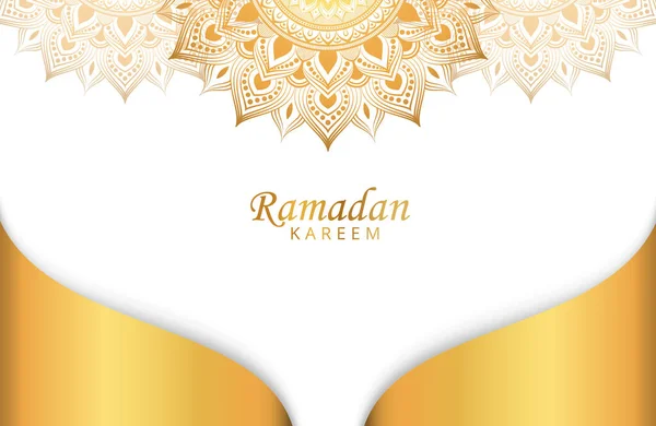 Ramadan Kareem Tło Złotą Mandalą Białym Wektor Ilustracji Dla Obchodów — Wektor stockowy