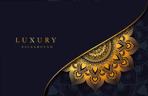 Fundo Luxo Com Ornamento Mandala Islâmico Dourado Superfície Escura —  Vetores de Stock