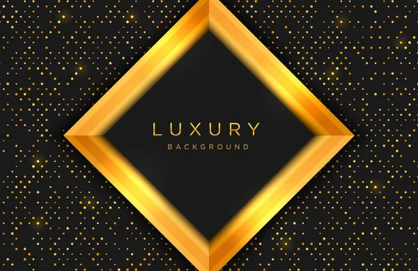 Luxury Elegant Background Gold Shape Line Composition Dots Halftone Pattern — Stock Vector