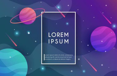 Soyut şekilli alan arkaplanı ve eğimli renkli gezegenler