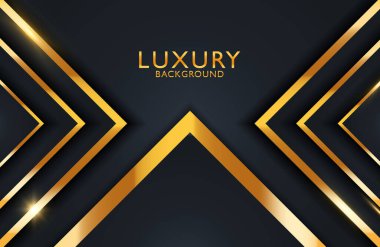 Lüks siyah ve parlak altın renkli geometrik arkaplan