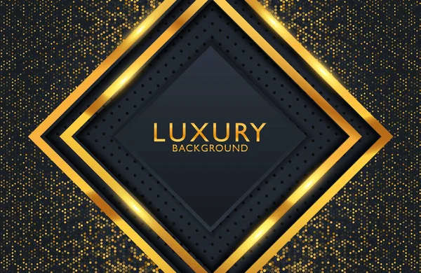 Luxury Abstract Black Shiny Gold Geometric Background — Stock Vector
