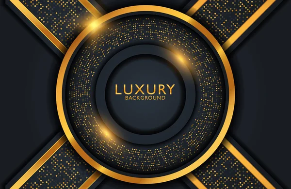 Luxus Absztrakt Fekete Fényes Arany Geometrikus Háttér — Stock Vector