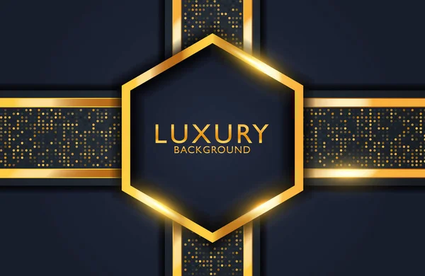 Luxury Abstract Black Shiny Gold Geometric Background — Stock Vector