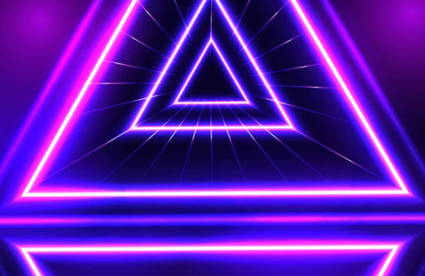 レトロな未来的な輝くネオン幾何学的背景 — ストックベクタ