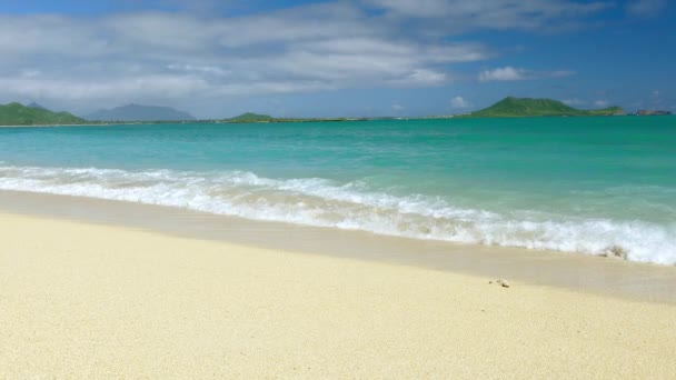 Schöner Strand, Wellen bedecken die Küste — Stockvideo