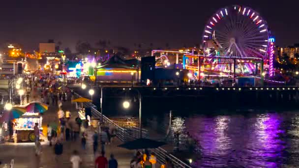 Muelle de Santa Mónica, Playa en California — Vídeos de Stock