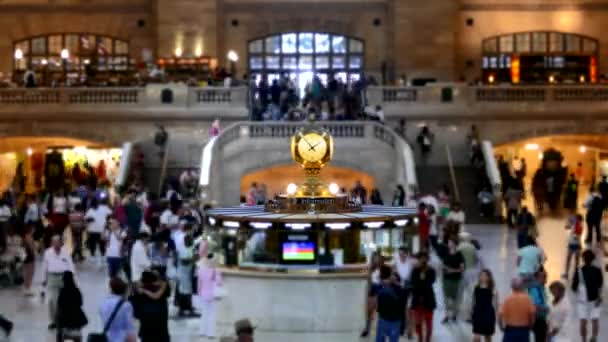 Upplyst klocka på Grand Central Station, New York, Usa — Stockvideo