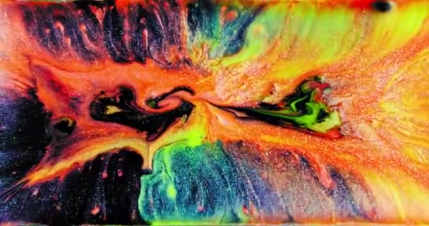 Milyarlarca Renk LCD 'si Yüksek Kaliteli Resim Soyut Renk Hareketi Parlak Renk Boya Kabarcıkları Patlayan Soyut Düşünce Galaksisi Yaratımı Renkleri Yavaş Hareketli Makro Kırmızı Efekt 8k — Stok video