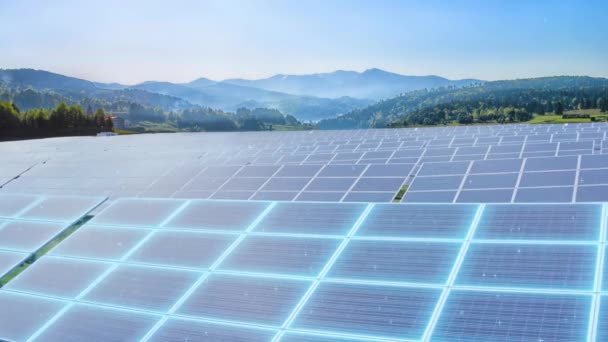 Ecologico Energia Verde Futuro Di Stoccaggio Di Energia Solare CSP Pannelli Solari Fotovoltaici Ricezione Fotoni Ecologia Centrale Energetica Rinnovabile Film sottile Energia Solare Tecnologia Elettricità 4K — Video Stock