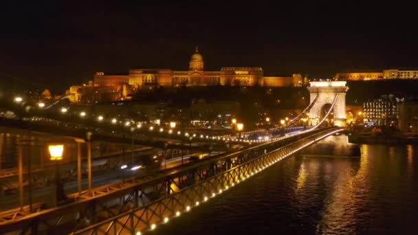 Pont De L'europe Pont Paysage Urbain Après Le Coucher Du Soleil Nuit Style De Vie En Basse Lumière Mouvement Lent — Video