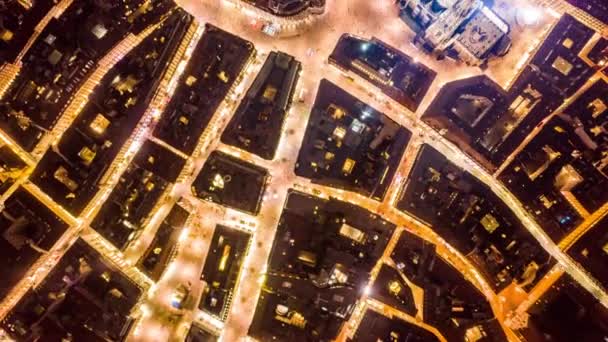 Hyperlapse Aerial of Downtown of European City at Evening Art History Διακοπές στο κέντρο της πόλης Lifestyle Σε χαμηλό φως HDR — Αρχείο Βίντεο
