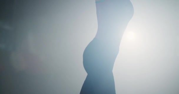 Ελκυστική Γυναίκα Αθλητής Εκτέλεση ρουτίνας σε ακτίνα Ισορροπίας Closeup Αθλητικό Κέντρο Active Living Balance Concentration Γυμναστική Ανταγωνιστική Mindset Concept 4k — Αρχείο Βίντεο