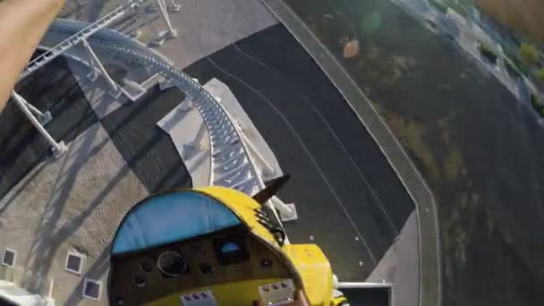 Roller Coaster Ride Adventure Speeding Fun Extreme Action Happiness Entertainment Concept GoPro 4K — 비디오