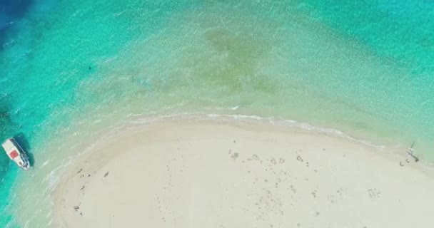 Widok z lotu ptaka nad Ocean Beach i Forrest Marathonisi Wyspa Wycieczka Turystyka Raj Koncepcja ekologiczna Koncepcja ochrony przyrody — Wideo stockowe