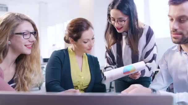 Group Of Professionals Discussing Strategy Discussing New Ideas Teamwork Success Slow Motion 4K Shot On Red Epic 8K — Stock Video