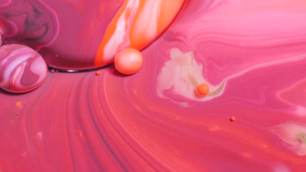 Fondo multicolor Diseño de arte Fondo de pantalla vibrante Macro Burbble Bursting Liquid Paint 4K Reacción química Concepto artístico Universo de concepto de color — Vídeos de Stock
