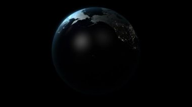 3D gezegen Dünya'ya dönen döngü arka plan ile Alfa kanal 3d Hd