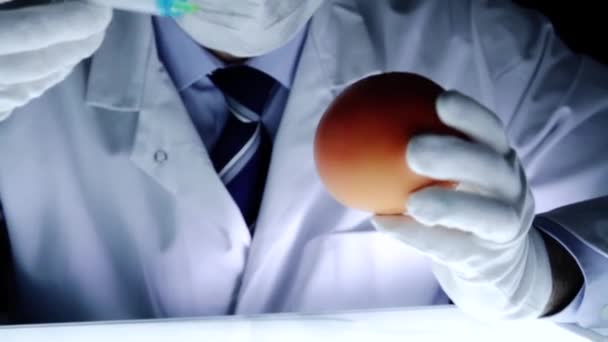 Genetically Modified Fruit Injection Scientist Experiment Lab — Stock Video