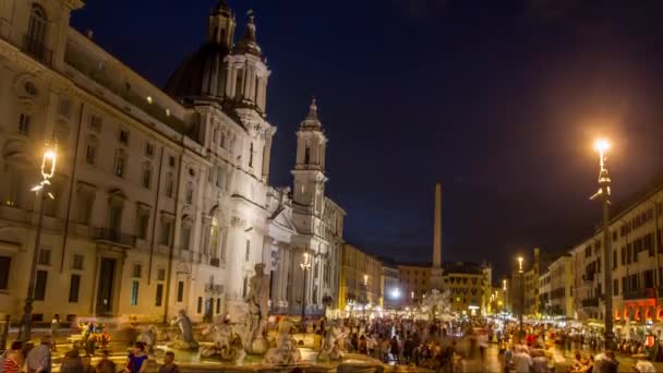 Roma Italia Navona Piazza Plaza de Italia Fuente Historia Famosa Arquitectura Roma Monumento Arte Escultura Antigua Iglesia Ciudad Estatua Monumento Cultura Edificio Romano Europa Capital Antiguo Turismo Histórico Turismo Turístico Ciudad Viajar — Vídeos de Stock