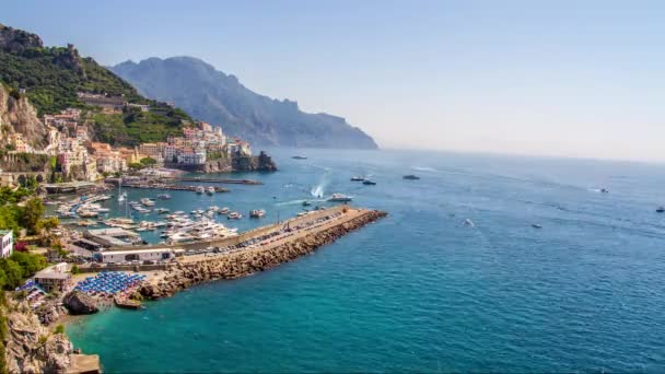 Positano-město s pobřežím Amalfi — Stock video