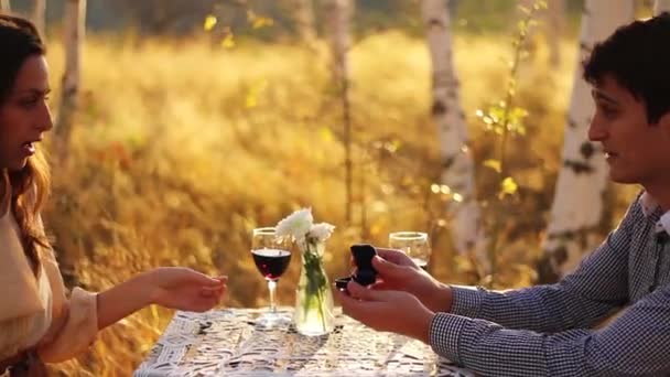 Marriage Proposal on nature — Stock Video